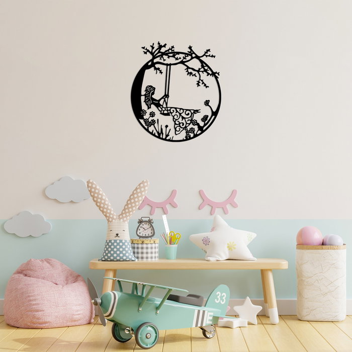 Wallity Swing Woman Escultura de Pared en Metal Negro Wallity Swing Woman Escultura de Pared en Metal Negro